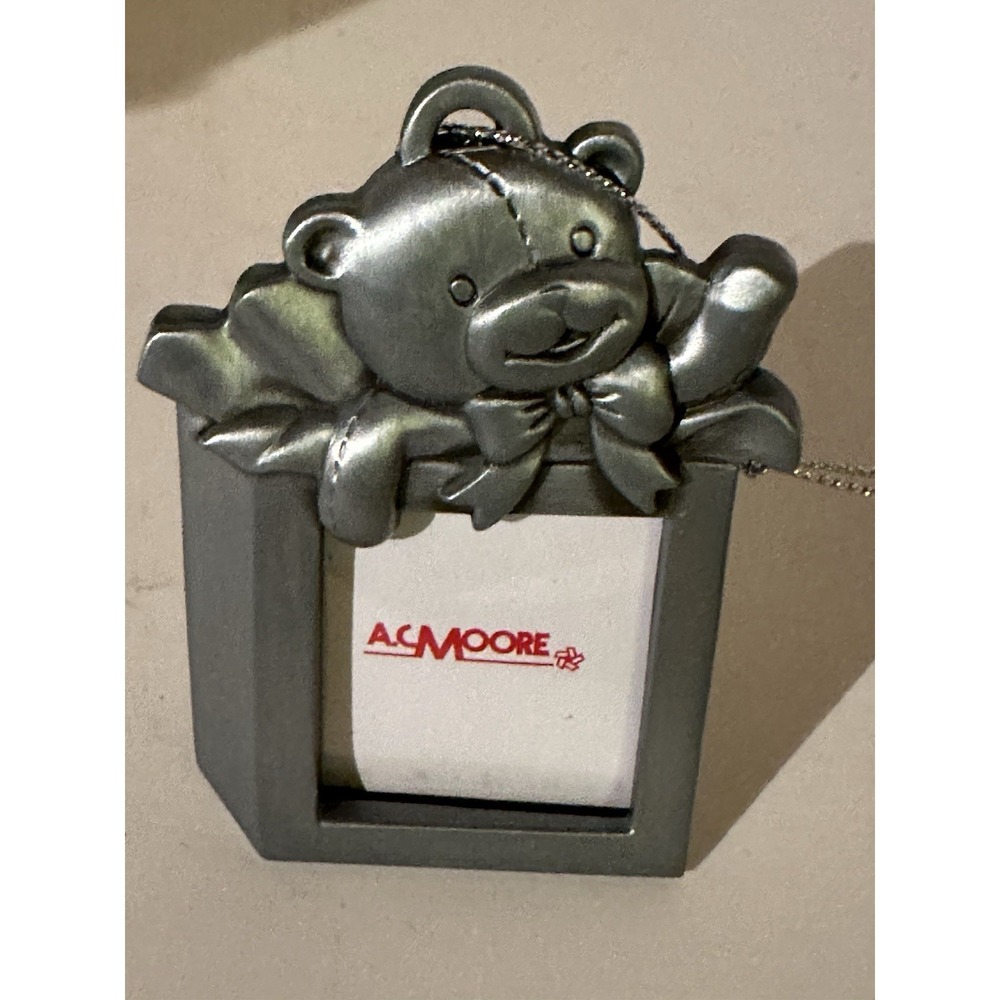 Teddy Bear Pewter Mini Photo Frame/Ornament 3" Unused